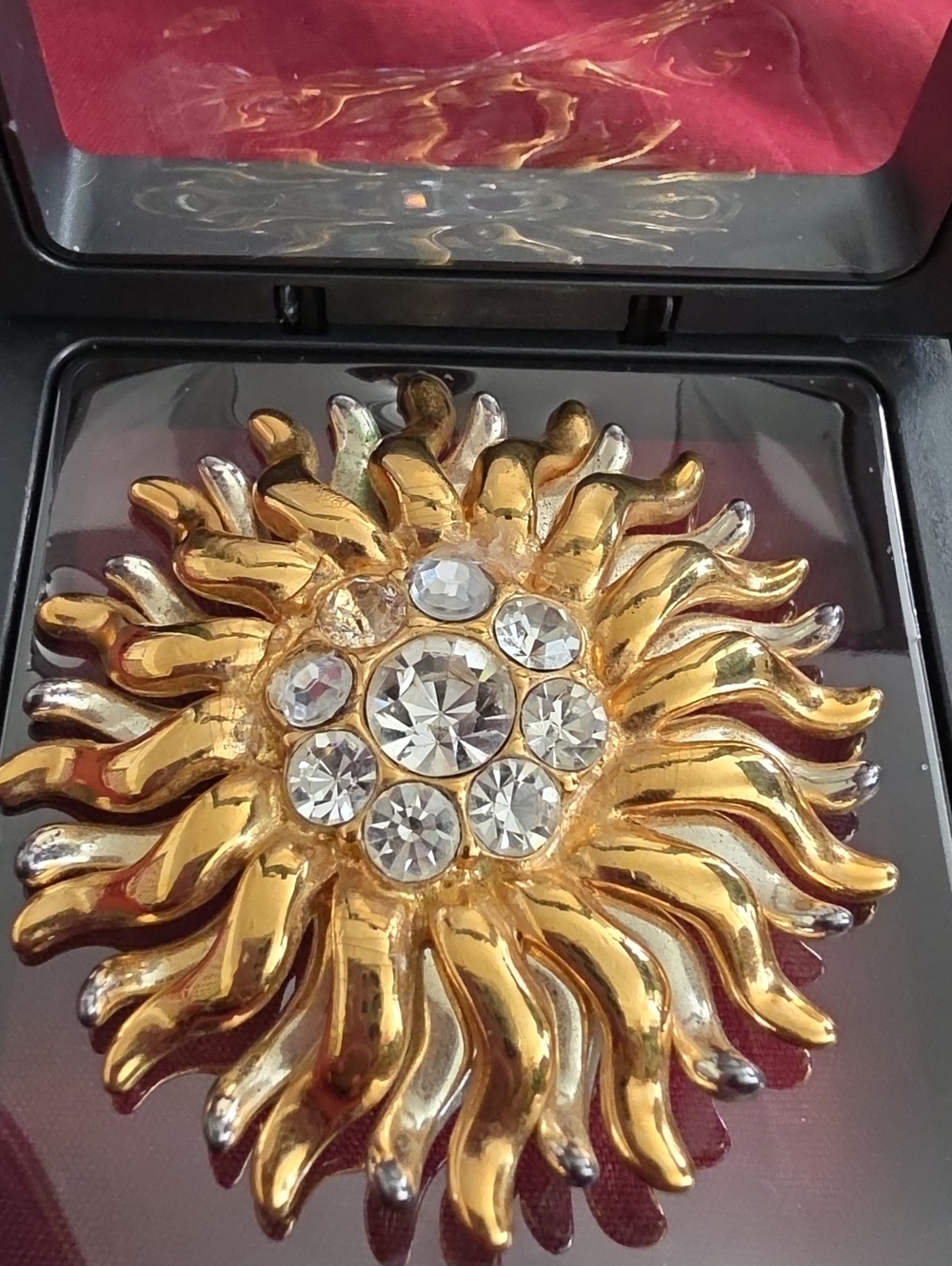Monet Gold And Silver Toned Vintage Brooch Rhinestone